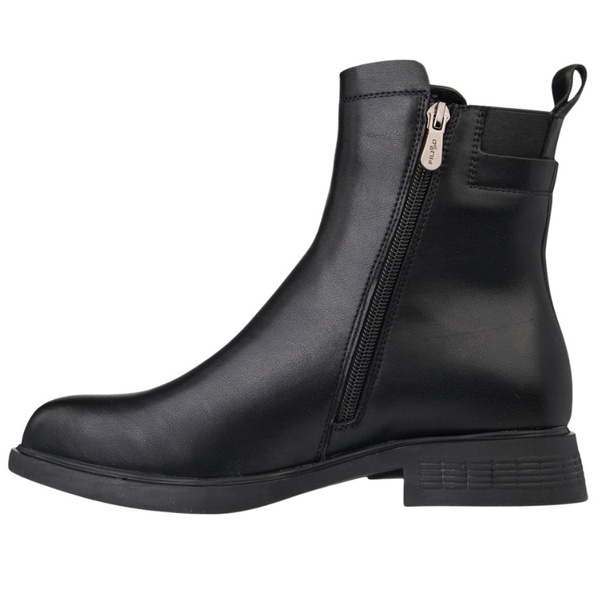 Czarne eleganckie botki damskie Filippo DBT7200/25 BK skórzane ocieplone