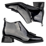 Botki lakierowane damskie Artiker 57C1037 czarne skórzane ocieplone