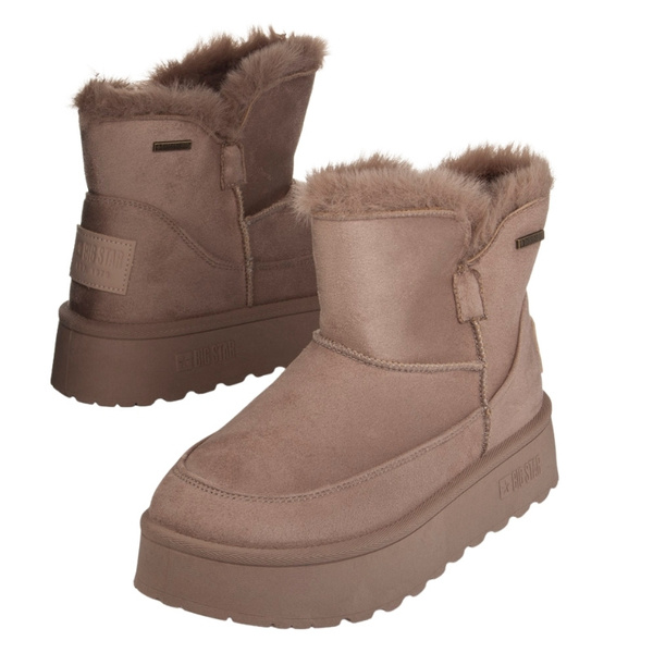 Śniegowce damskie mukluki Big Star SS274117 beżowe ciepłe z futerkiem