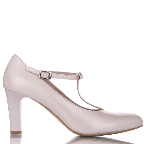 Różowe czółenka na słupku Kotyl 891 róż perła skórzne