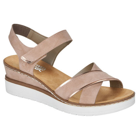 Sandały na koturnie damskie Rieker V38G9-31 rosa różowe