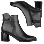 Czarne botki na obcasie damskie Filippo DBT7377/25 skórzane ocieplone