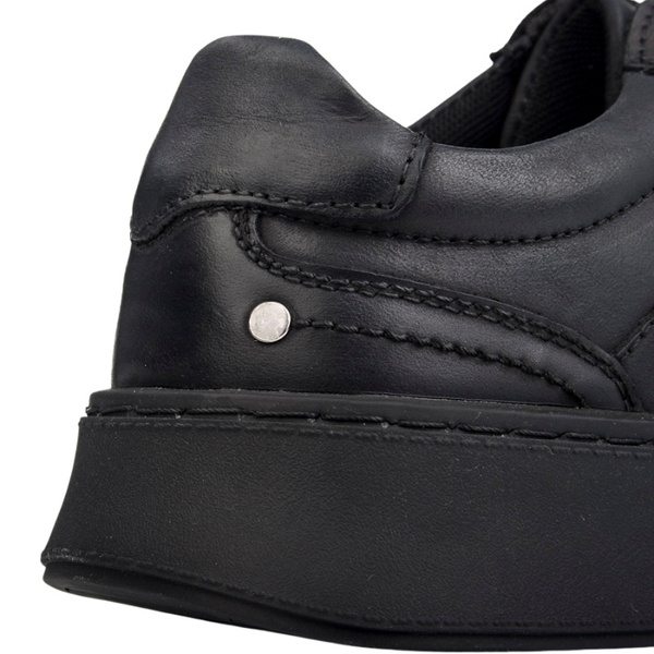 Skórzane sneakersy męskie T.Sokolski SHI J25-06 BLK czarne wiązane