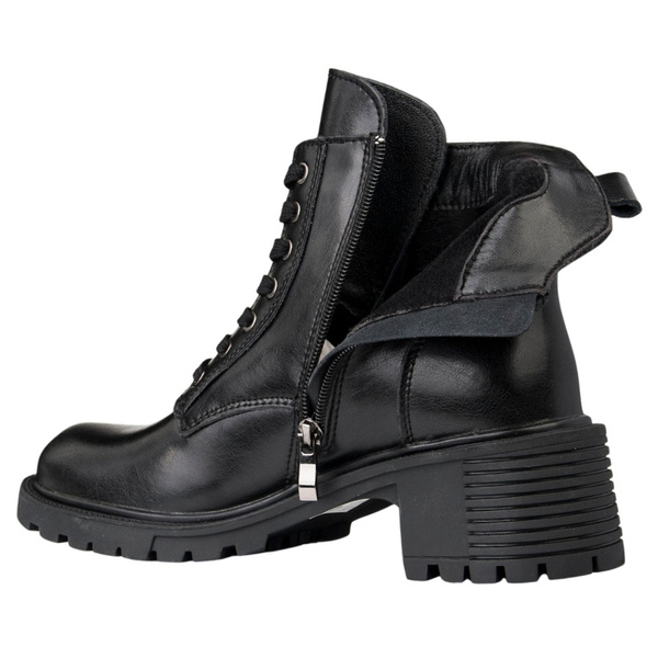 Skórzane trzewiki damskie Filippo DBT7133/25 BK czarne z motylkiem