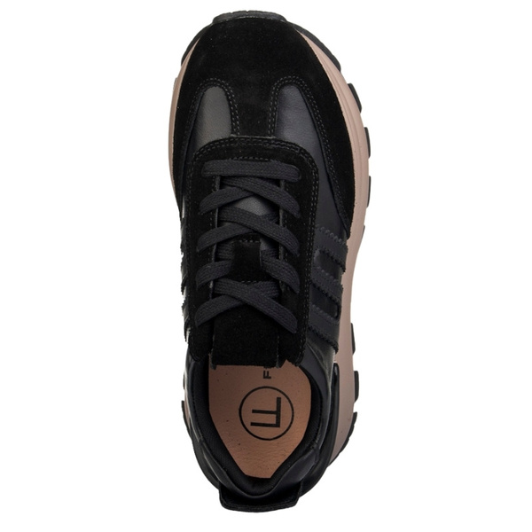 Czarne sneakersy na platformie damskie Filippo DP7408 BK skórzane