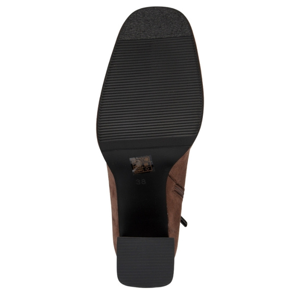 Brązowe Botki na słupku damskie Artiker 57C0221 zamszowe eleganckie