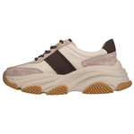 Beżowe sneakersy na platformie damskie Filippo DP7113 BE skórzane