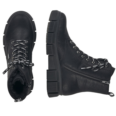 Botki trzewiki damskie Rieker X3410-00 czarne ciepłe ocieplone zimowe