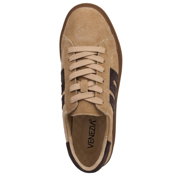 Beżowe sneakersy zamszowe Venezia V408-00392 skórzane sportowe