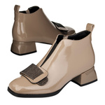 Botki lakierowane damskie Artiker 57C1035 beżowe skórzane ocieplone