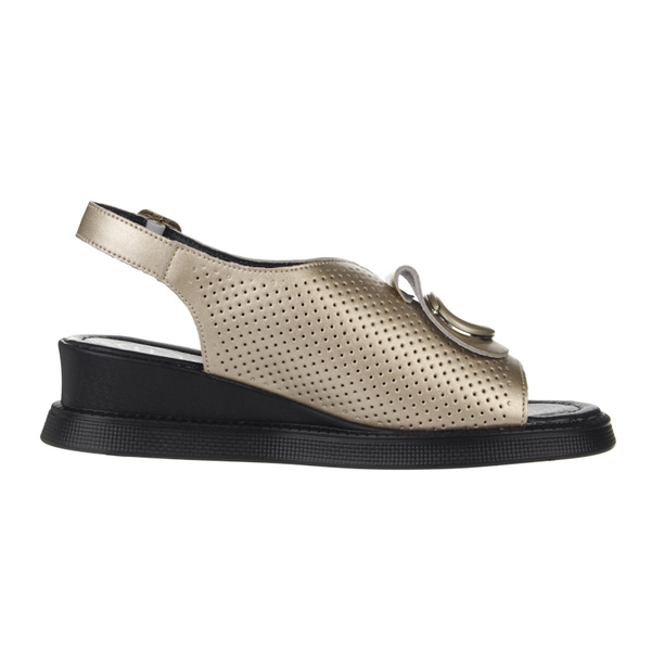 Sandały na koturnie damskie Filippo DS6873/25 GO złote skórzane