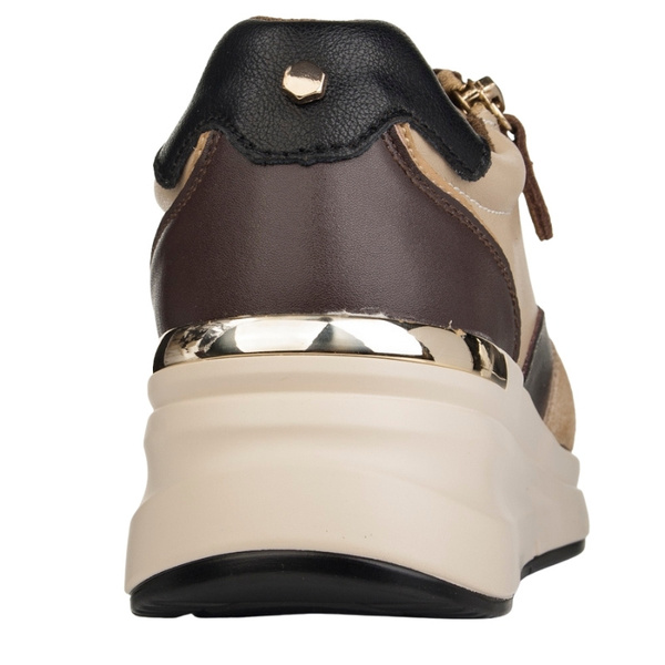 Beżowe sneakersy na platformie damskie Filippo DP7105/25 BE skórzane