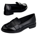 Czarne lordsy Potocki 12442 BK eleganckie półbuty wsuwane