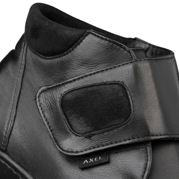 Skórzane botki damskie na rzepy Axel 1726 czarne tęgość H na haluksy