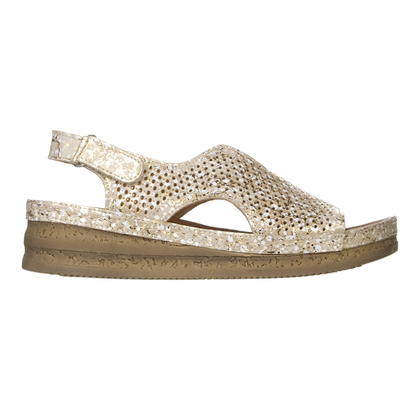 Skórzane Sandały damskie Maciejka L4494-25 złote na platformie