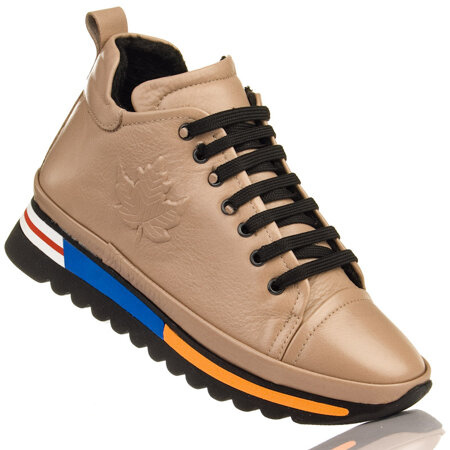 Botki damskie Artiker 53C0957 beż skórzane