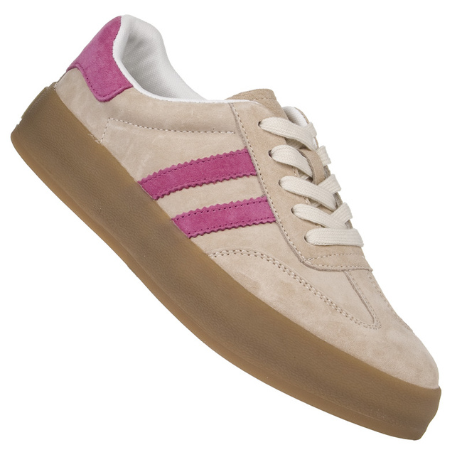 Beżowe sneakersy damskie Filippo DP6764/25 BE FH buty sportowe skórzane