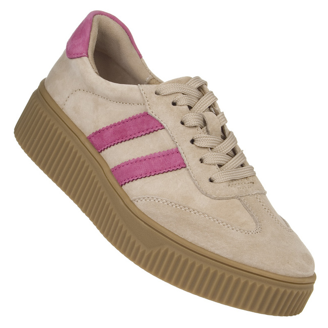 Beżowe sneakersy damskie Filippo DP6776/25 BE FH buty sportowe skórzane