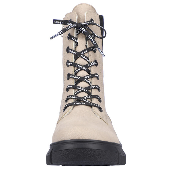 Beżowe Botki workery damskie Rieker X3414-60 ciepłe zimowe ocieplone