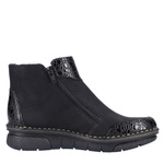 Czarne Botki damskie Rieker 73355-00 black eko-skórzane szerokie
