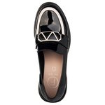Lakierowane lordsy damskie Filippo DP6928/25 BK WH czarne z ozdobą