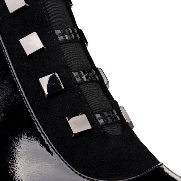 Lakierowane Botki damskie D&A S.Barski MR52-144 czarne skórzane