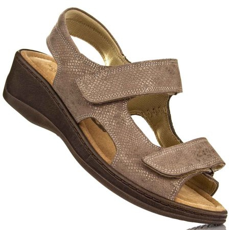 Sandały Axel 2507 beż tęgość H szerokie skóra