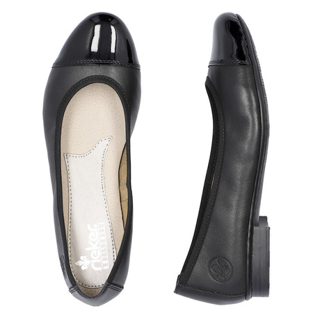 Baleriny skórzane Rieker 51998-00 czarne