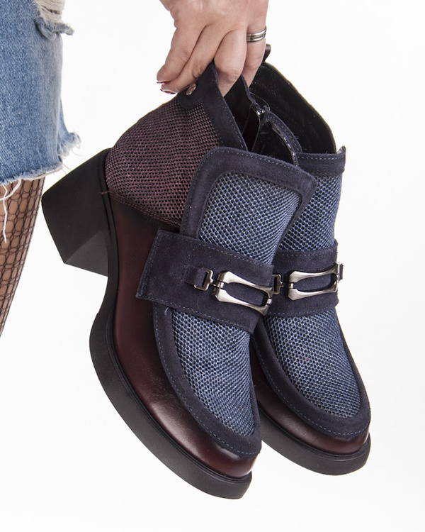 Botki damskie Maciejka 06747-23 bordo granat skórzane wygodne zimowe