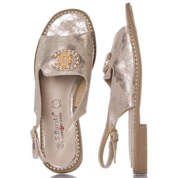 Sandały S.Barski KV27-049 gold złote