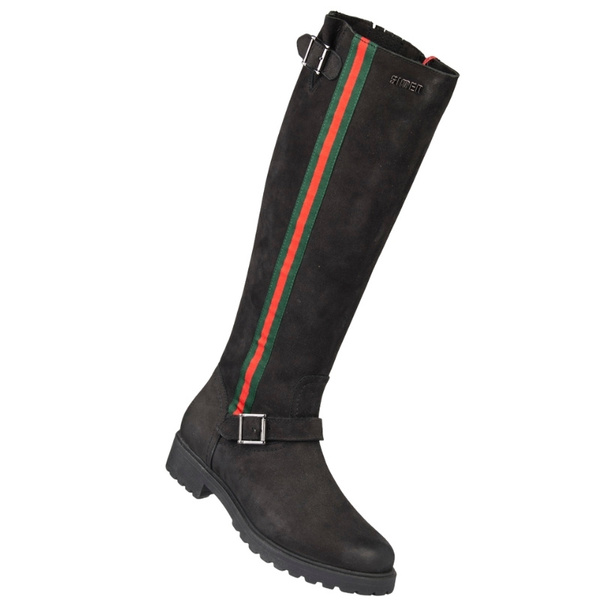 Czarne kozaki damskie Simen 1972A S04 skórzane ciepłe WEŁNA