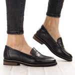 Czarne lordsy damskie Potocki 19380 BK eleganckie półbuty wsuwane