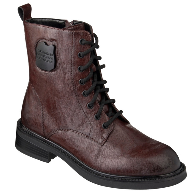 Skórzane trzewiki damskie Maciejka K7180-02 brązowe ocieplone