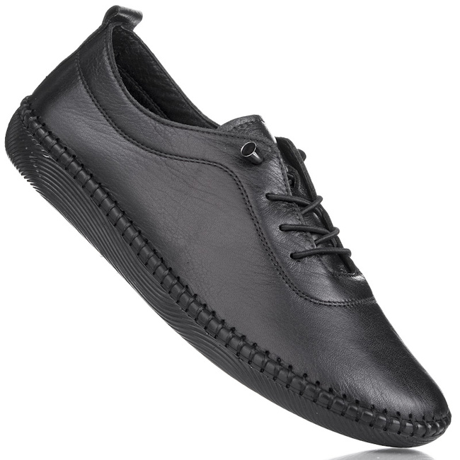 Czarne półbuty skórzane T. Sokolski 2023 blk wiązane buty damskie