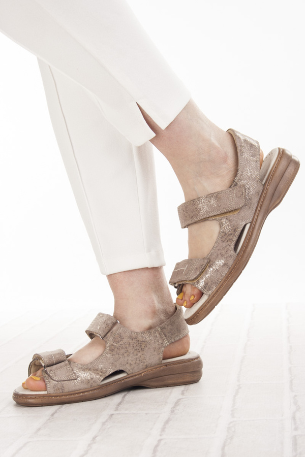 Beżowe Sandały Axel 2154 beż tęgość H szerokie skórzane na haluksy