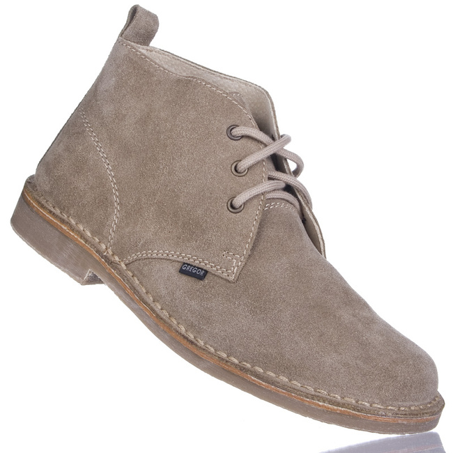 Beżowe trzewiki męskie wysokie breki Gregor 1041 oliwka