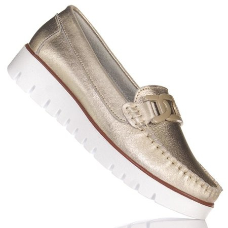 Mokasyny skórzane Filippo DP3334/23 GO złoty