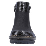 Czarne Botki damskie Rieker 73355-00 black eko-skórzane szerokie