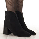 Zamszowe Botki damskie D&A S.Barski MR52-131 czarne ocieplone