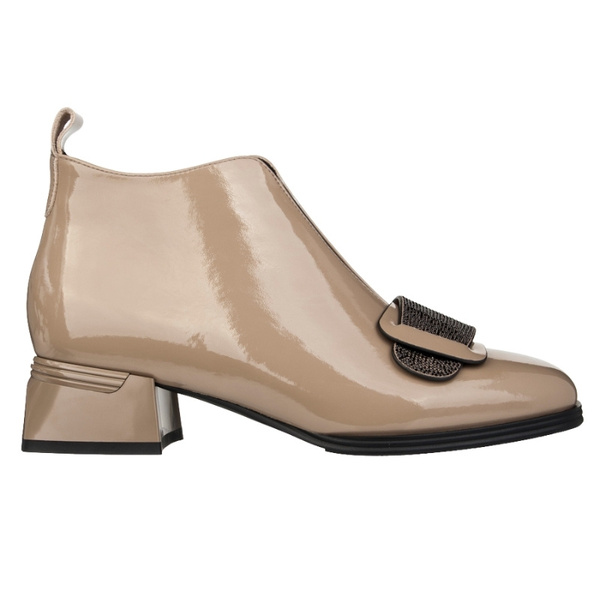 Botki lakierowane damskie Artiker 57C1035 beżowe skórzane ocieplone