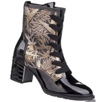 Botki na obcasie damskie Bioeco Arka 7795 czarne skórzane ocieplone