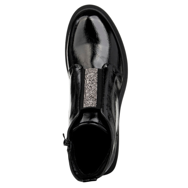 Eleganckie Botki lakierowane S.Barski HY52-506 czarne ocieplone