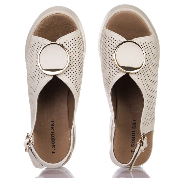 Sandały na koturnie damskie beżowe T. Sokolski L25-248 beige