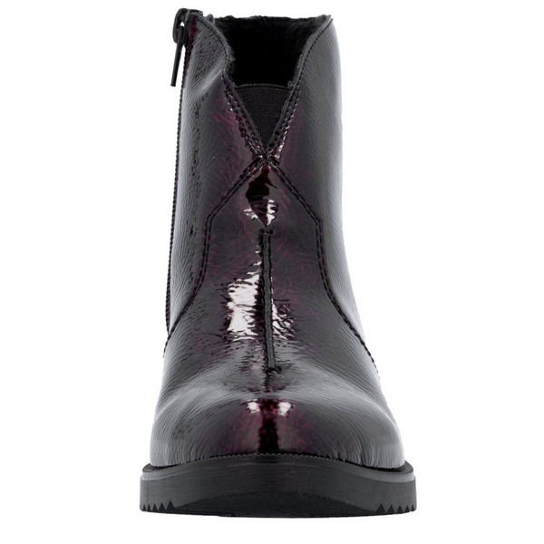 Botki damskie Rieker Y0553-35 red bordowe lakierowane