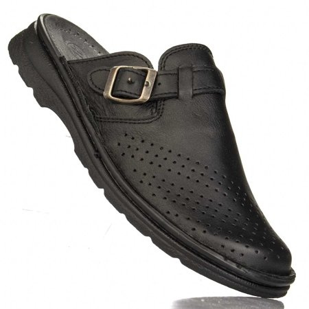 Klapki męskie skórzane Helios 011 czarny