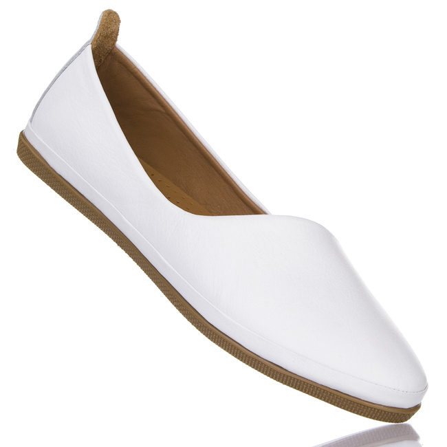 Baleriny damskie białe baletki skórzane Sokolski EN 479 white