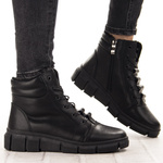 Skórzane Trzewiki damskie T.Sokolski Z25-250 czarne na platformie ocieplone