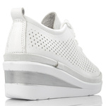 Białe półbuty ażurowe na koturnie T. Sokolski AMI W26-150 skórzane