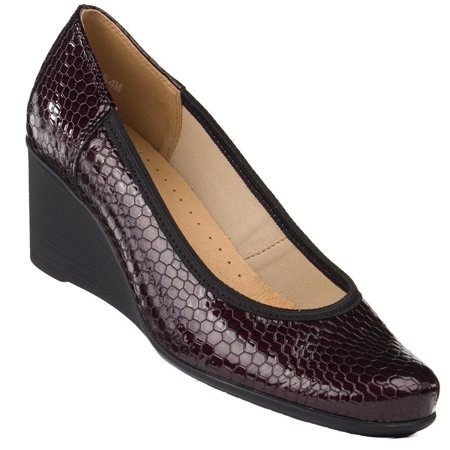 Półbuty na koturnie Góral 585 lizard bordo