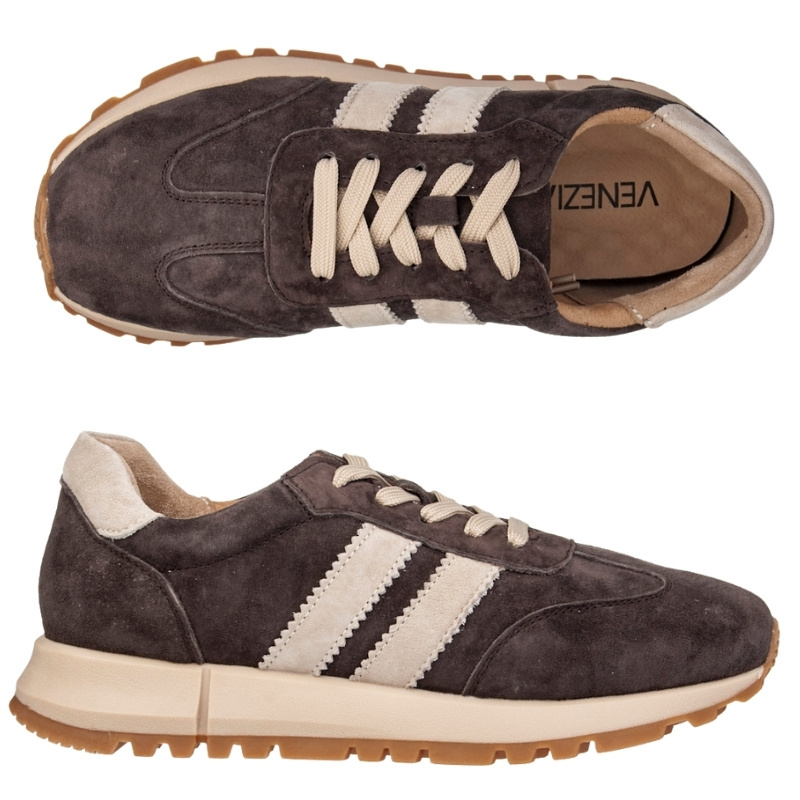 Brązowe sneakersy zamszowe Venezia V408-00395 z paskami